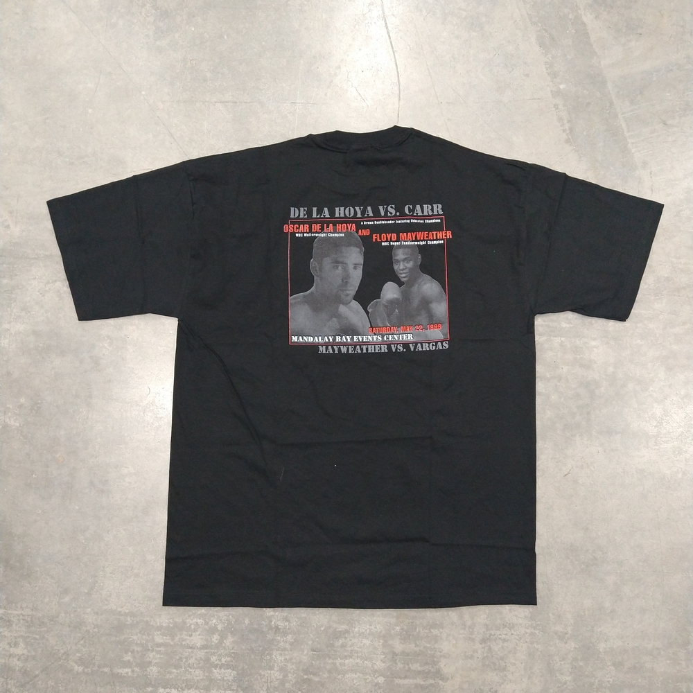 De La Hoya Mayweather Jerzees Black Boxing Match Tee XL Measurements